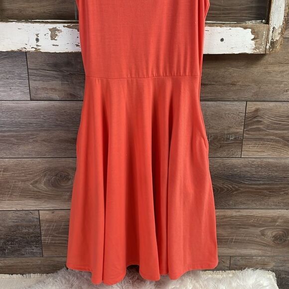 Lularoe XL Nicki Sleeveless Dress Solid Peach Coral Pockets Cotton Size Small - Picture 4 of 10